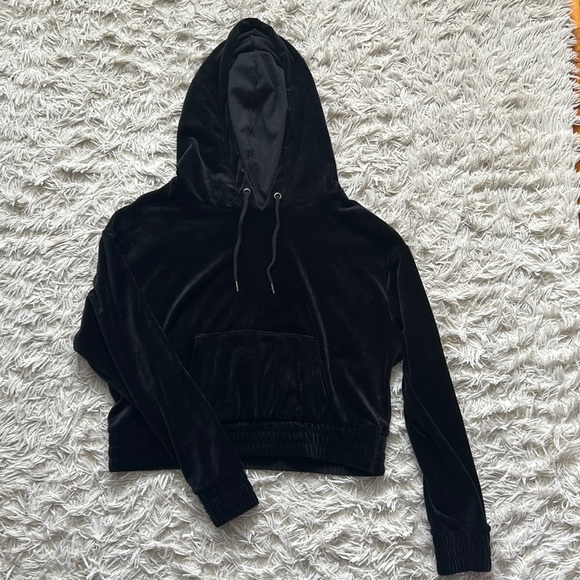 Croped velvet hoodie - Picture 1 of 4